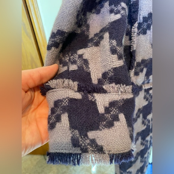 Boden Purple Houndstooth Wool Coat with Gold Satin Lining - Picture 4 of 9